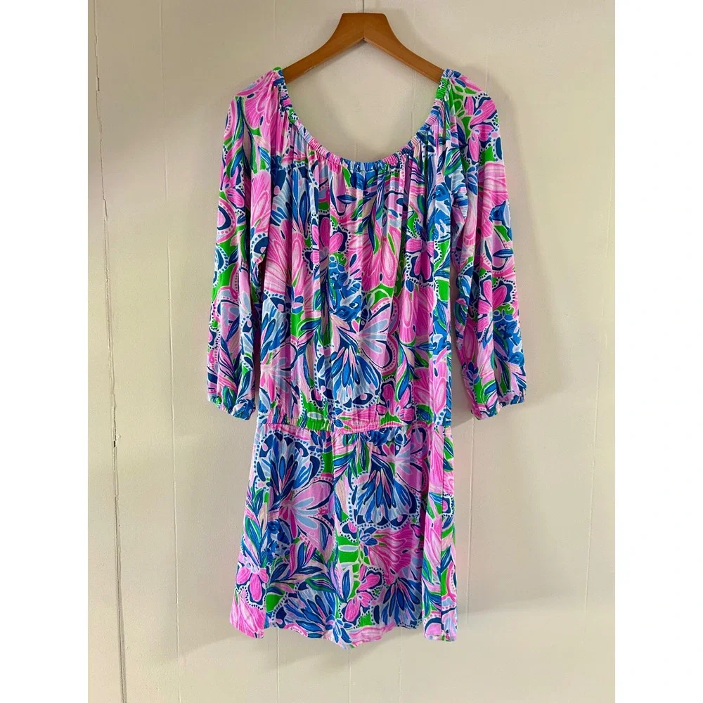 Lilly Pulitzer Lana Skort Romper Gecko Green Tiger Sunrise sz M